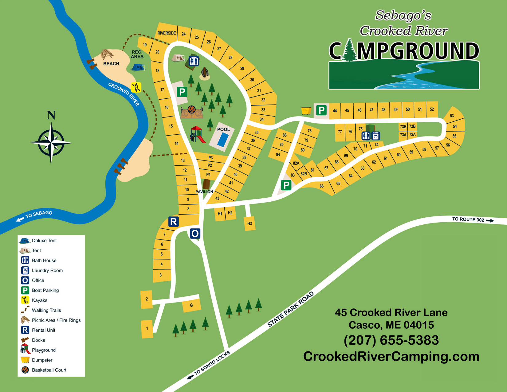 Sebago’s Crooked River Campground Site Map